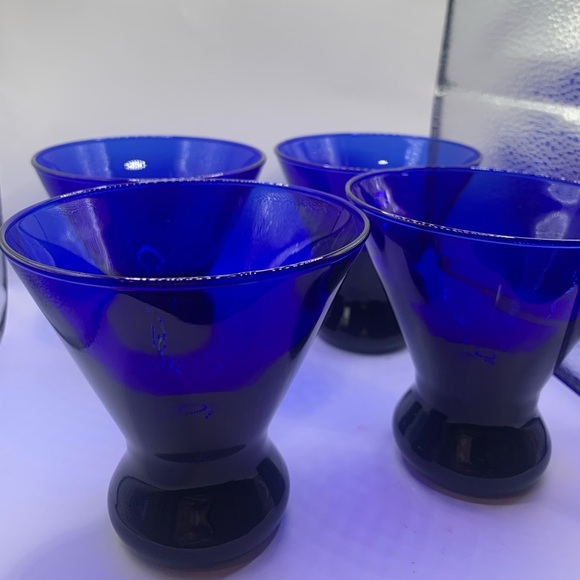 Cobalt Blue drinking cups (4)4” Libbey Lowball Stemless Cocktail Martini Glasses - Picture 3 of 7
